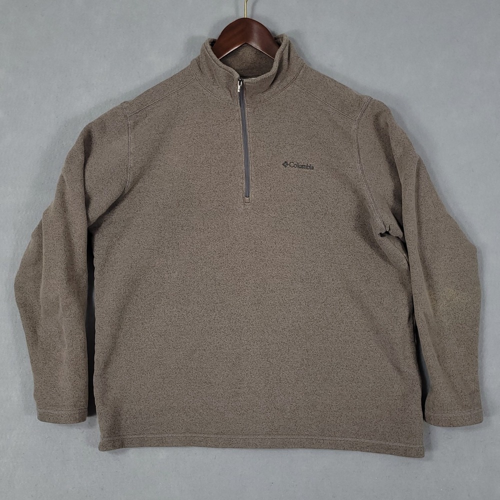 Columbia Quarter-Zip Mens XL Brown Marl Fleece Regular Fit Cotton Blend XM6731